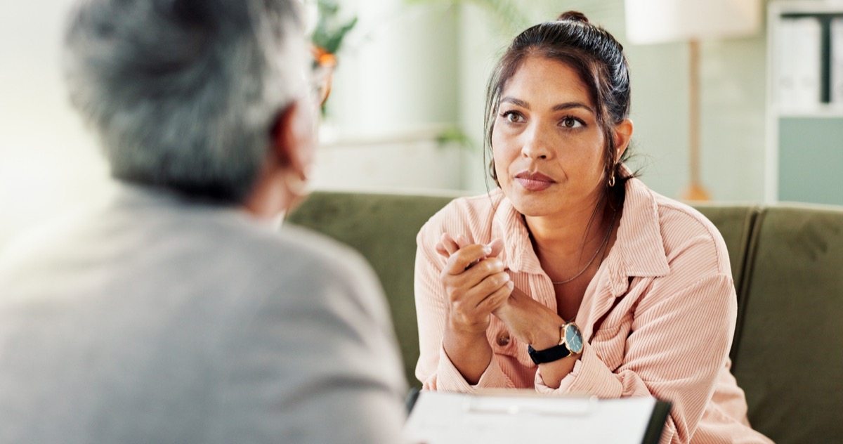 A woman meeting with her biblical counselor